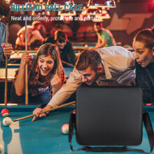 Pool Ball Bag American Black Eight Ball Storage Bag Case Canvas Foam Can Hold 17 American Balls With Plastic Handle and Retractable Strap