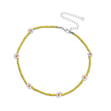 Gelbe Blumen-Perlenkette 35 cm Einheitsgröße