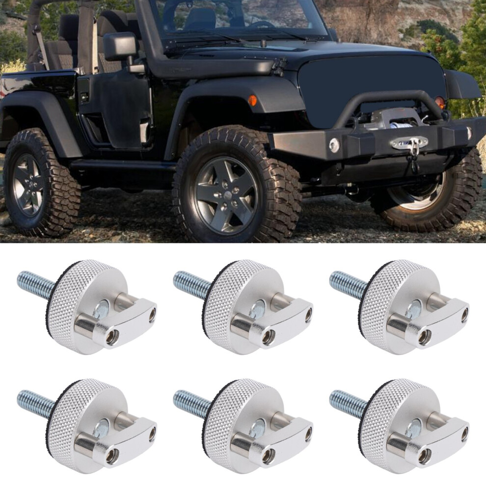6Pcs Hard Top Quick Removal Fastener Thumb Screw With D Rings Billet Aluminum For Wrangler Jk Jlu Jt 2Dr Unlimited 4Dr 2007 To 2018 Silver 4941313912641