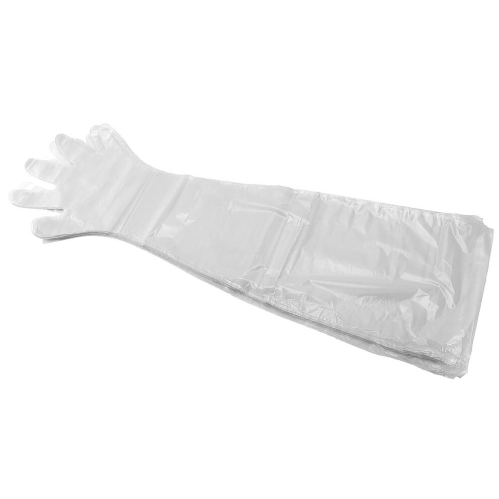 100Pcs Long Arm Disposable Plastic Gloves Safe Reliable Multipurpose Veterinary Long Gloves For Field Dressing White 6911313913892