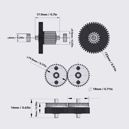 Extruder-Set 9.546:1 Silber CR10/Ender 3/CR6 1