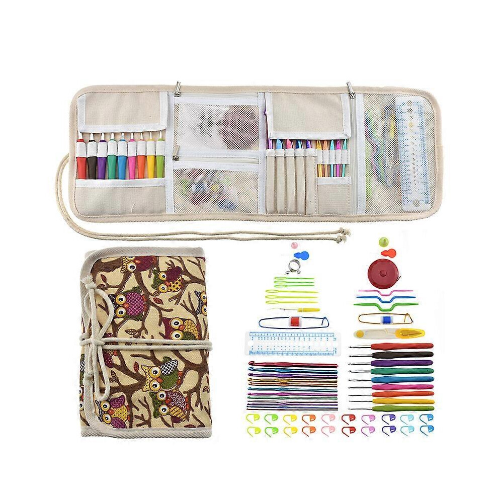 (As show, One size) 64 piece crochet set with storage bag, soft handle, ergonomic crochet set 2mm to 8mm, suitable for DIY craftsmen, crochet enthusiasts, and beginners