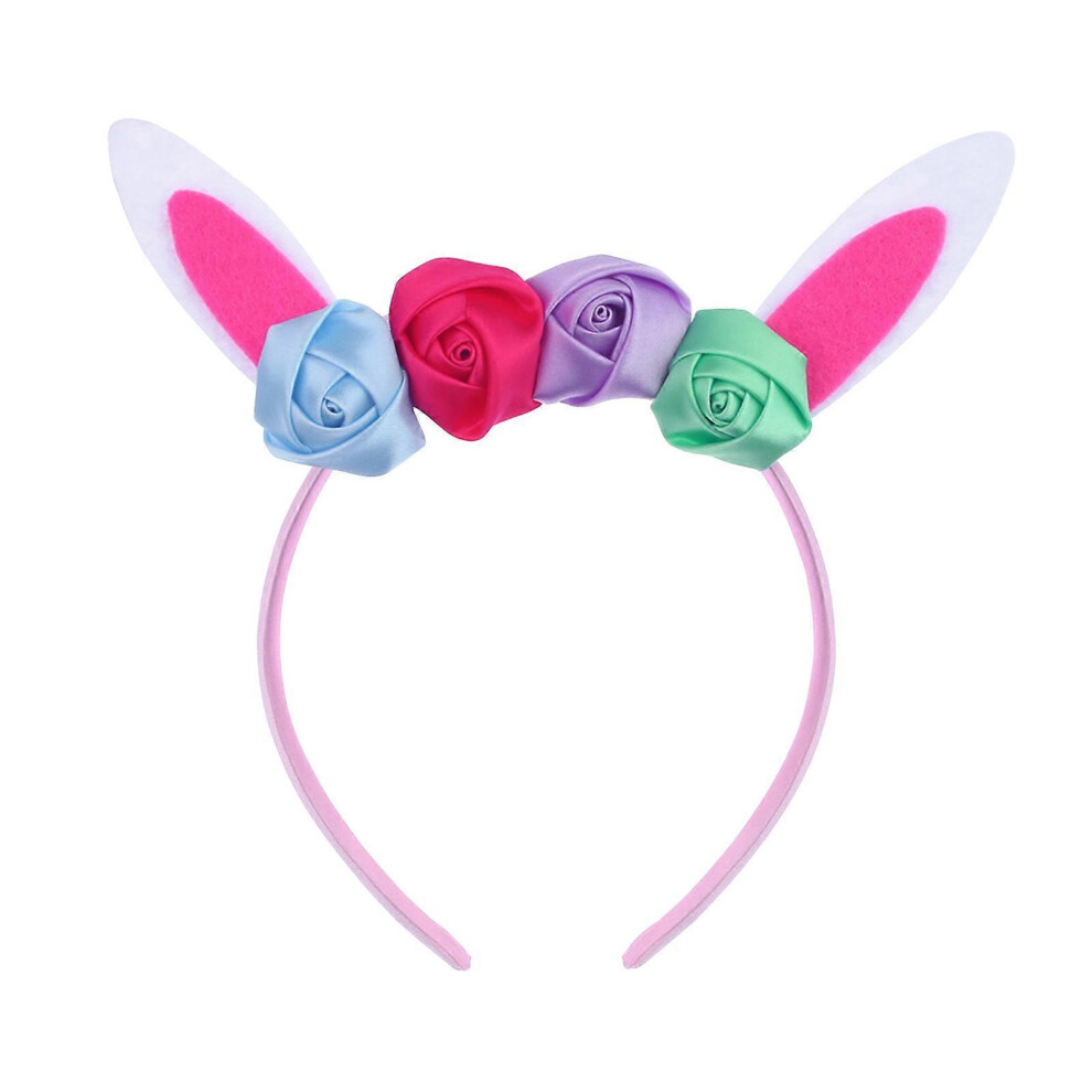 (Style 2, One Size) Bunny Ears Headband Easter Rabbit Ears Headpiece Cosplay Party Hair Accessories Women Girls Flower Headbands 7683012645754
