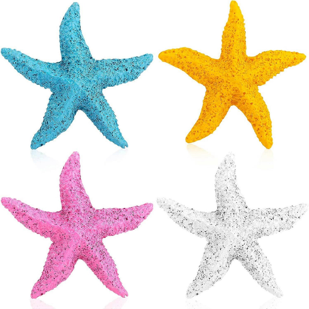 (As show, One size) 4 realistic starfish fish tank decorations, resin starfish fish tank decorations tropical marine animal aquarium decorations simulation starfish doll