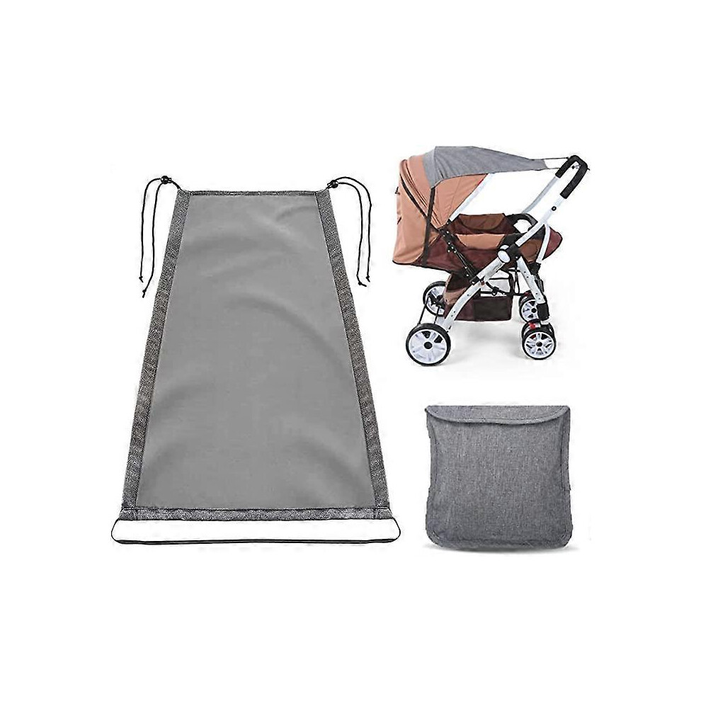 (As show, One size) Bi-directional stroller sunshade (gray), universal with UV protection cover, waterproof and rainproof, stroller sunshade