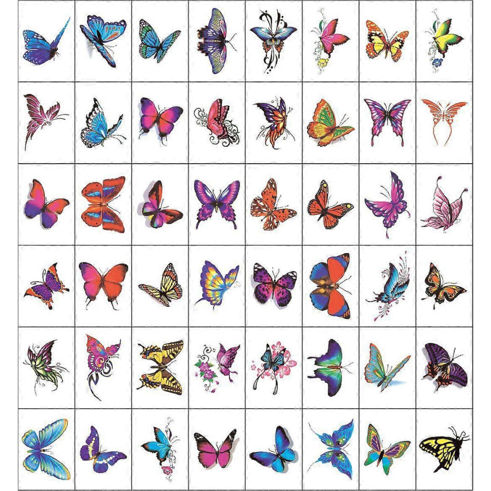 (As show, One size) 70 butterfly temporary tattoos, 3D sticker tattoos, butterfly and flower temporary tattoo stickers, colorful body art temporary ta