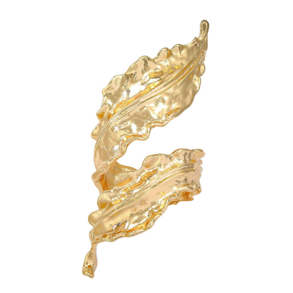 (Silver, One Size) Adjustable Exaggerated Leaf Bracelet For Women Retro Hiphop Punk Fashion Irregular Geometric Wristband Accessory 7683012643125