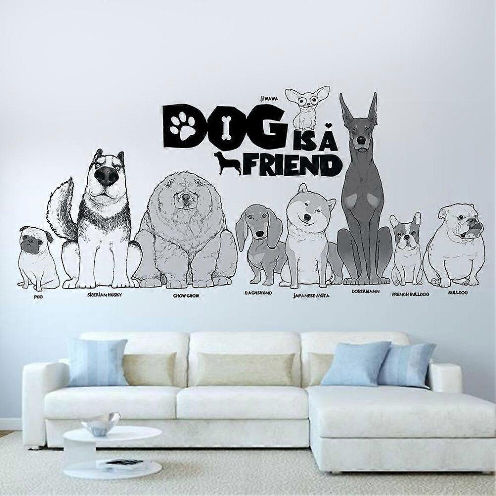 (As show, One size) Dog kindergarten decoration, cute dog wall stickers, kindergarten wall art for baby, girl, boy, and child bedrooms