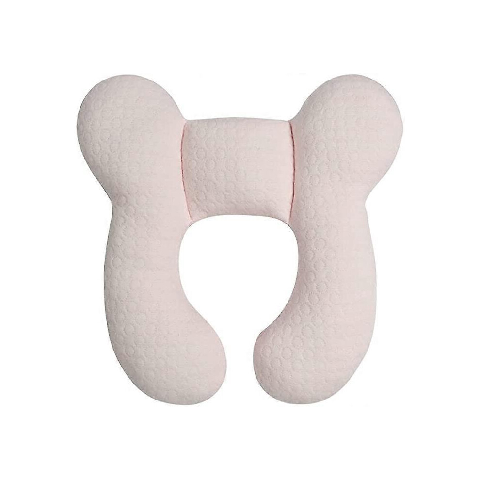 (As show, One size) Baby headrest suitable for newborns (pink), soft cotton baby travel pillow suitable for car seats and baby strollers