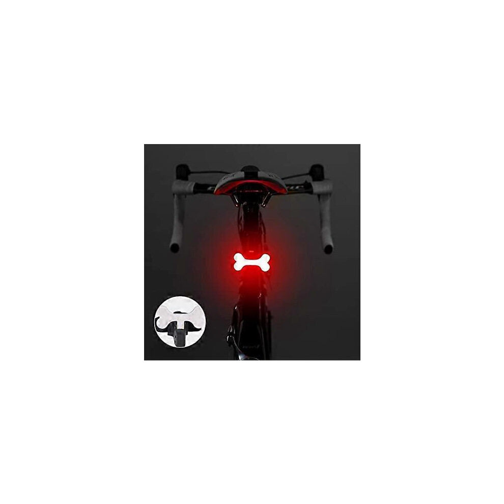 (As show, One size) Bicycle bone shaped tail lights LED tail lights turn signal lights USB rechargeable 5 modes Mountain bike and road bike waterproof