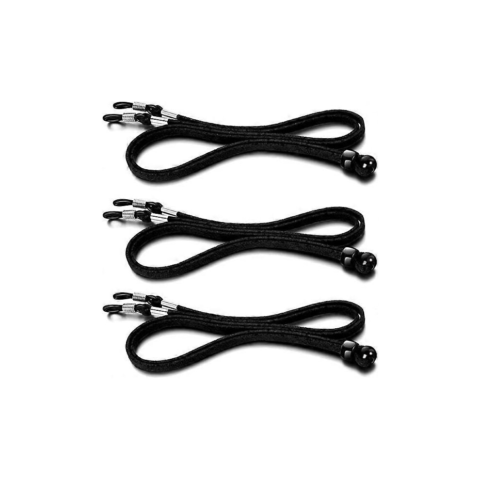(As Show, One Size) 3 Pieces Of Anti Loss Eyewear Strap Chain (Black), Pu Leather Anti Slip Eyewear Rope Fixing Strap Black