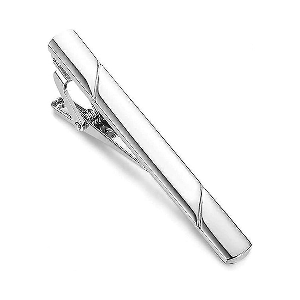 (As show, One size) Men's Stainless Steel Tie Clip (Silver) Minimalist Tie Tie Tie Buckle Clip Pin Men's Best Gift Business Party Wedding Best Gift and Daily Life