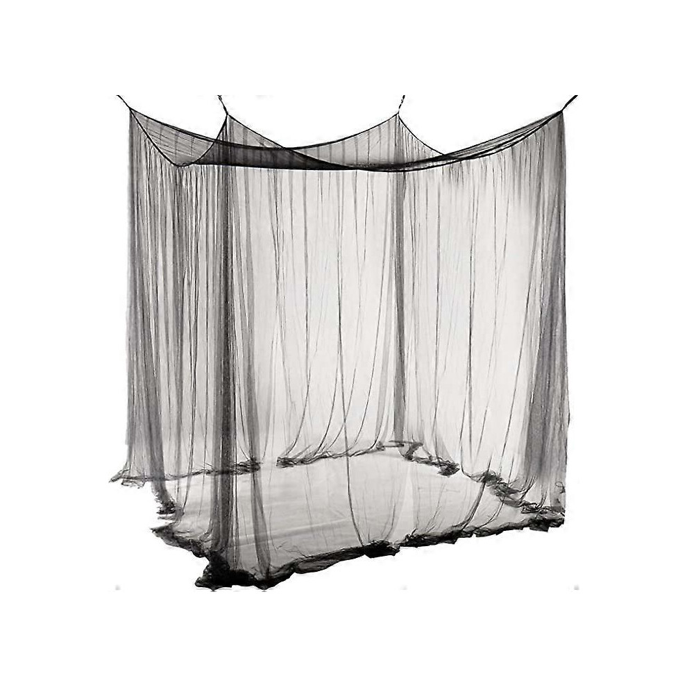(As show, One size) Square mosquito net black (190 * 210 * 240cm), poster bed cover, decorated with princess square mosquito net for large indoor bedrooms and camping