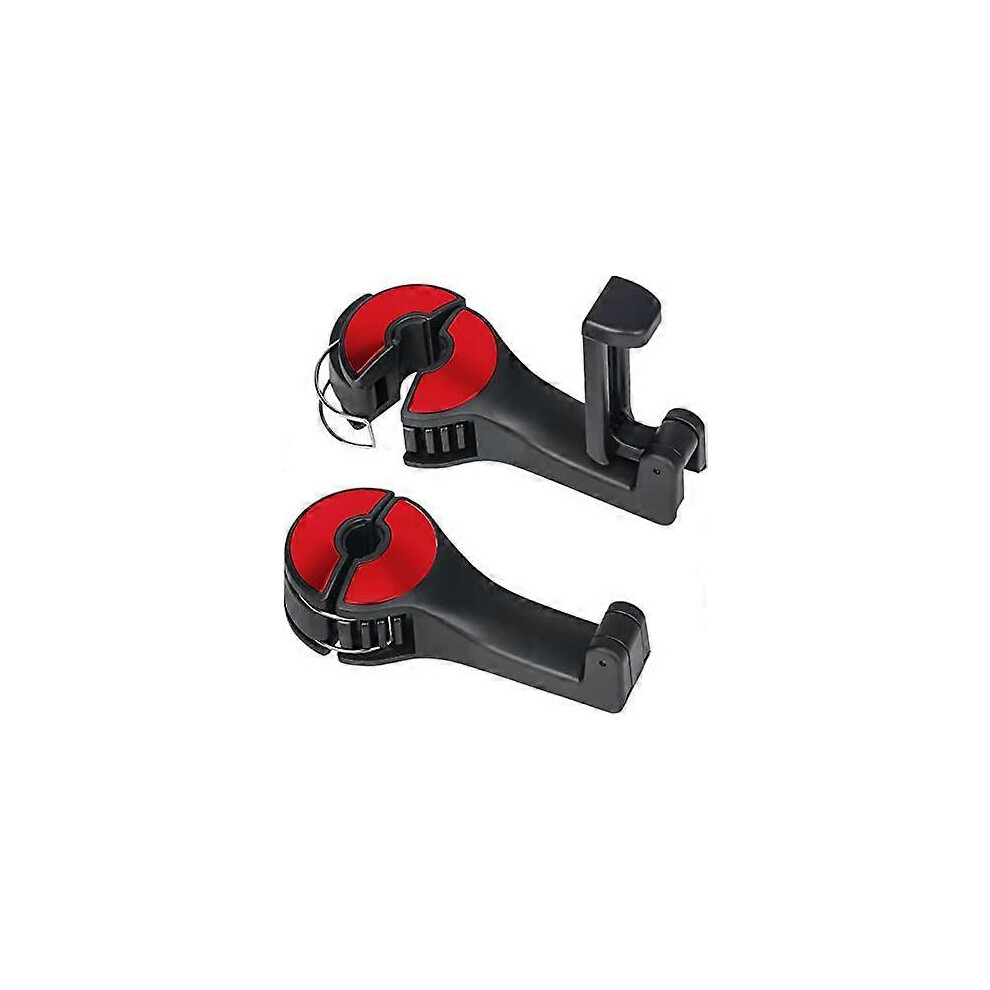 (As show, One size) 2-piece lock buckle car hook (red), 2-piece set of car headrest hooks with telephone bracket, used for 2-in-1 car seat hidden hook