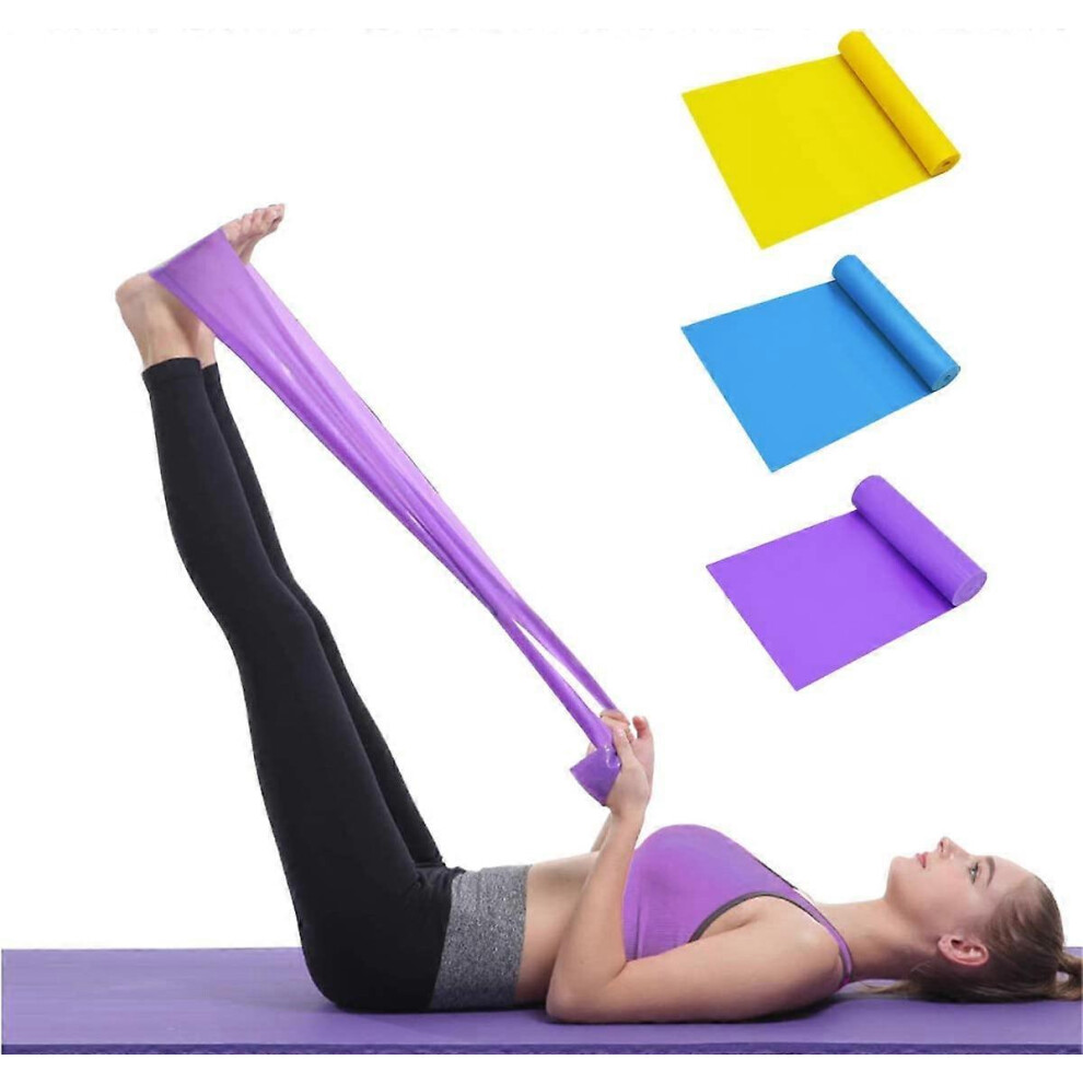 (As show, One size) Resistance belt set, [one set of 3] 1.5 m/4.9 ft skin friendly exercise yoga belt with three resistance levels, female/male exercise resistance belt,