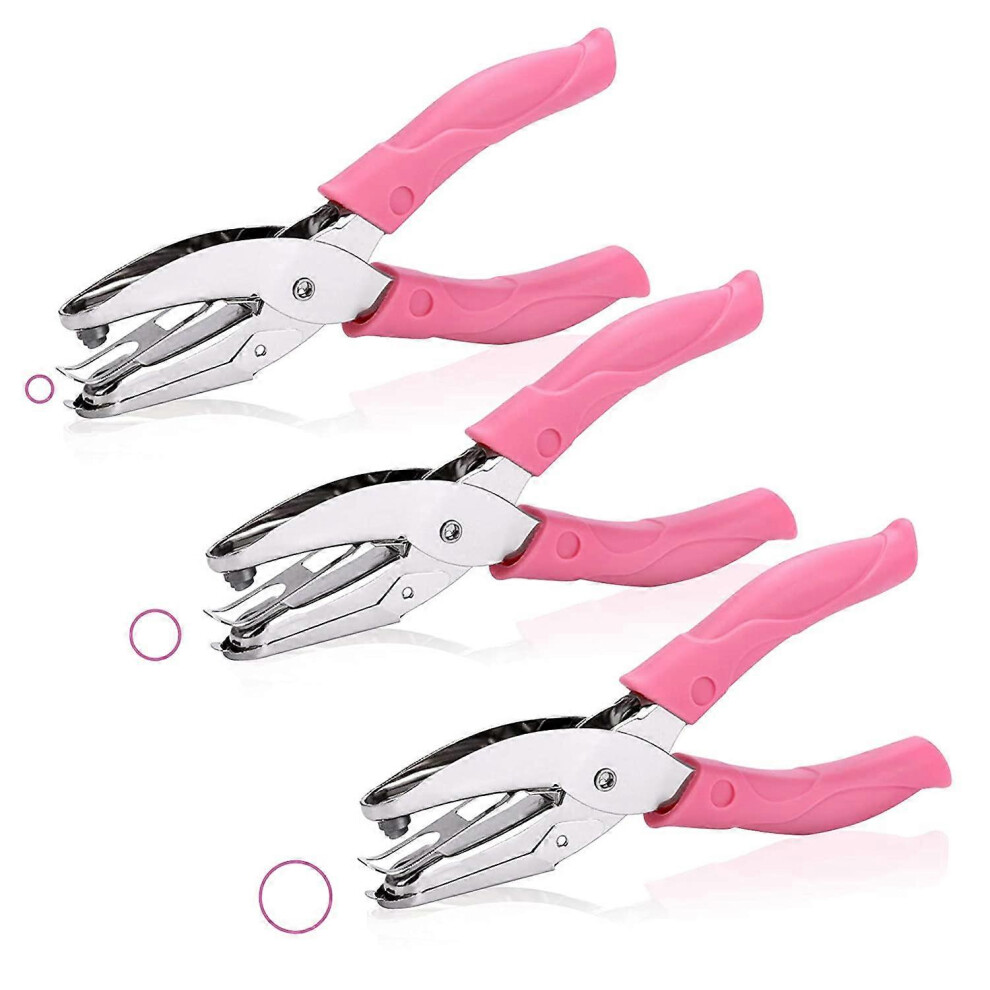 (As show, One size) 3-piece handheld punch (three sizes), metal punch single hole soft grip punch pliers, multiple capacity punch paper punch, suitable for home, office,