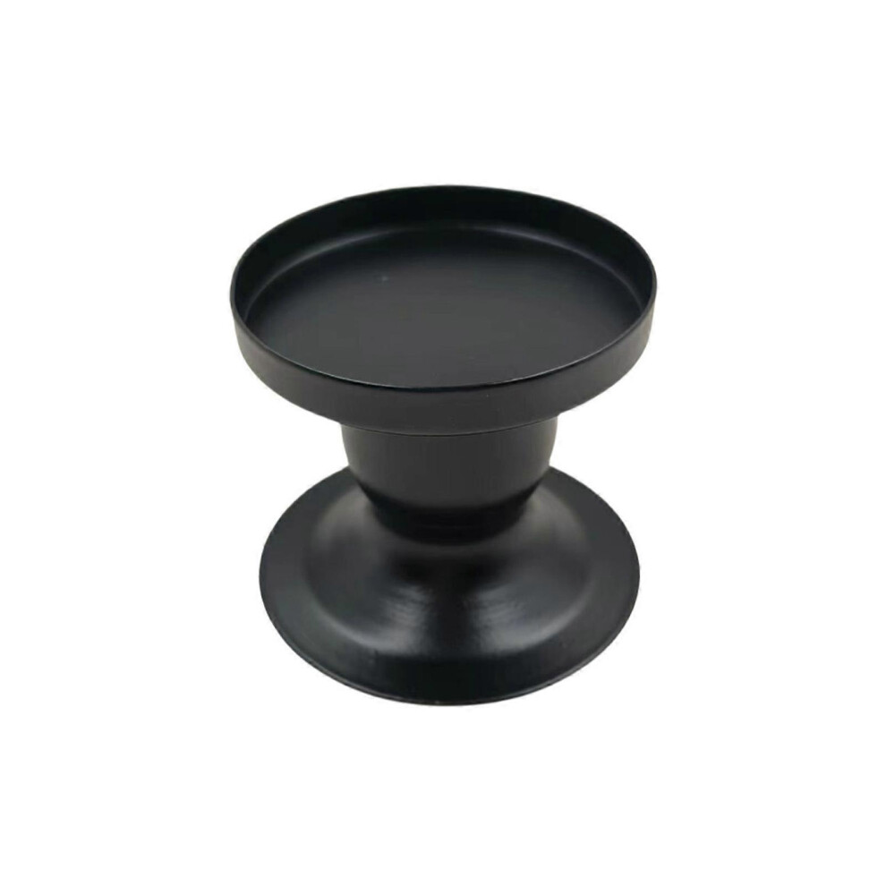 (Black, One Size) Candle Base Candle Holder Collection Iron Candle Support Candle Base Tray Round Disk Holder For Gatherings Black 7683012653308