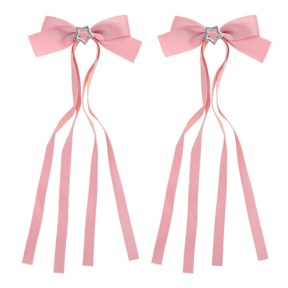(As Show, One Size) Long Ribbon Bowknot Hair Clip Sweet Girl Ballet Hairpin Women Hair Styling Accessories For Thin Hair French Barrettes Pink 7683012645600