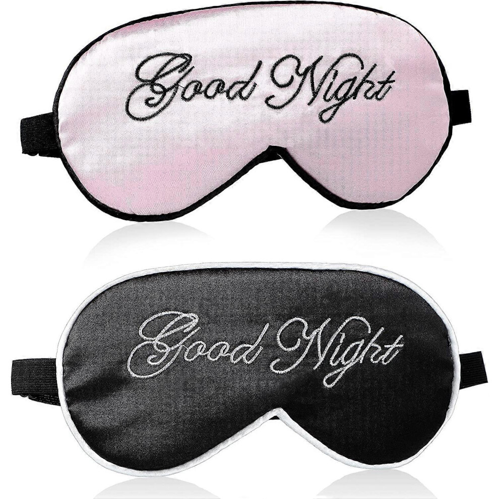 (As show, One size) 2 pieces of men's and women's silk sleep masks | (pink h), adjustable straps, satin night silk sleep masks, travel, and nap use