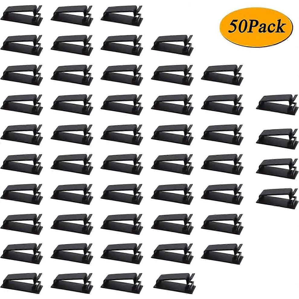 (As show, One size) 50 pieces of self-adhesive cable management clip (black), cable organizer cable clip, used for TV, PC, laptop, Ethernet cable, desktop, home office ca