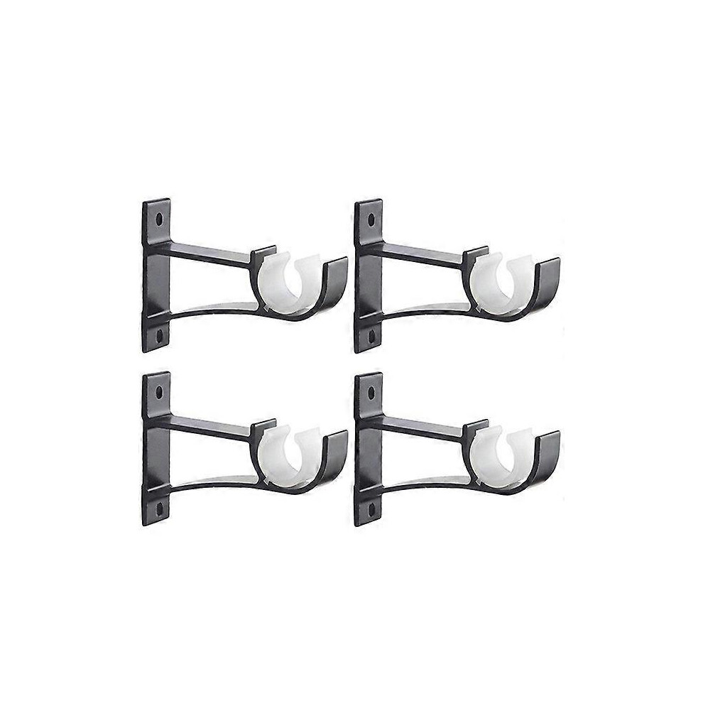 (As show, One size) 4 PCS Aluminum Alloy Curtain Rod Holder 12 * 8cm Rustproof Curtain Pole Bracket Drapery Rod Brackets with Screws and Expansion Tube for Living Room St