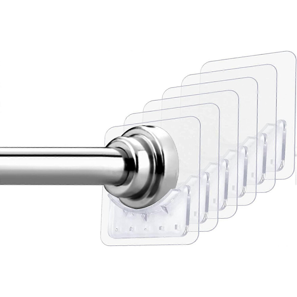 (As show, One size) 6 Pack Adhesive Shower Curtain Rod Holders Wall Mounted No Drilling for Bathroom and Kitchen