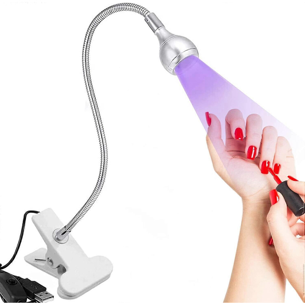 (As show, One size) UV Nail Dryer LampSilver, 3W American Nail Gel Glue Curing Lamp with Adjustable Head, Professional Ultraviolet UV Nail Glue Lamp for Suitable for Mani