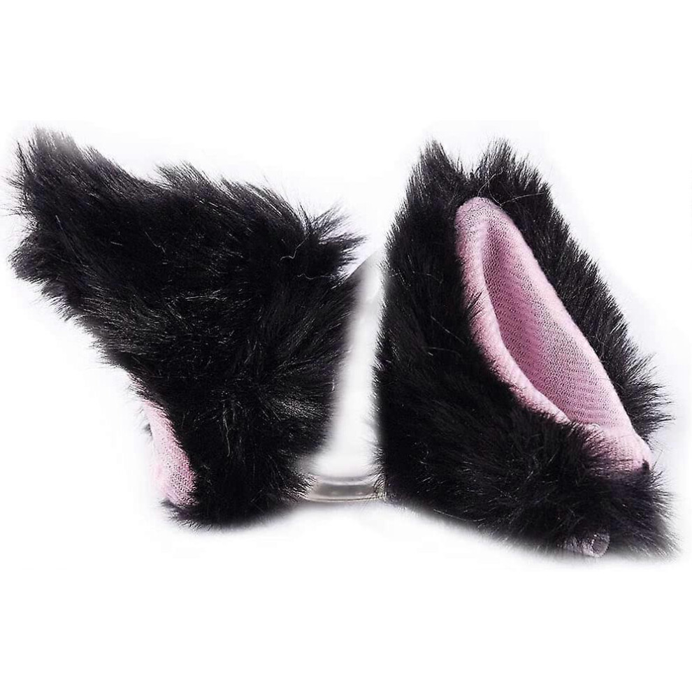 (As show, One size) Helmet accessories, helmet decoration cat ear shape plush cat ear cute motorcycle bicycle helmet suitable for all