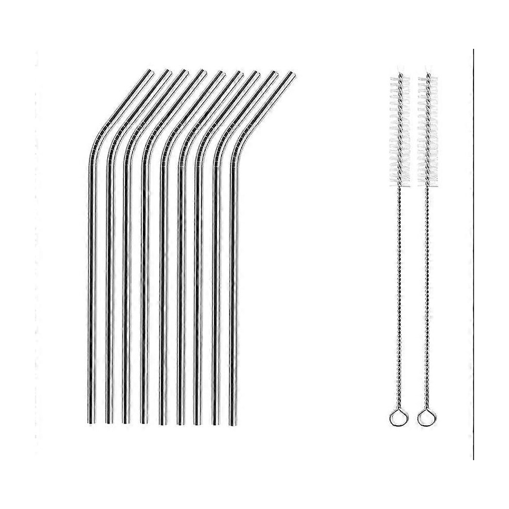 (As show, One size) set of 11 pieces, 9 stainless steel straws8*215mm, zero waste because reusable with cleaning brushes, ideal for drinking cocktails