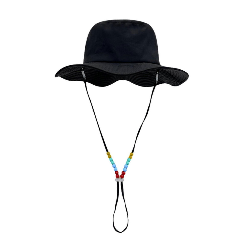 (Green, One Size) Colorful Beads Wide Brim Fishing Hat Sunshade Hat Sun Hat For Outdoor Riding Hiking Camping Unisex Fisherman Hat Black 7683012643668