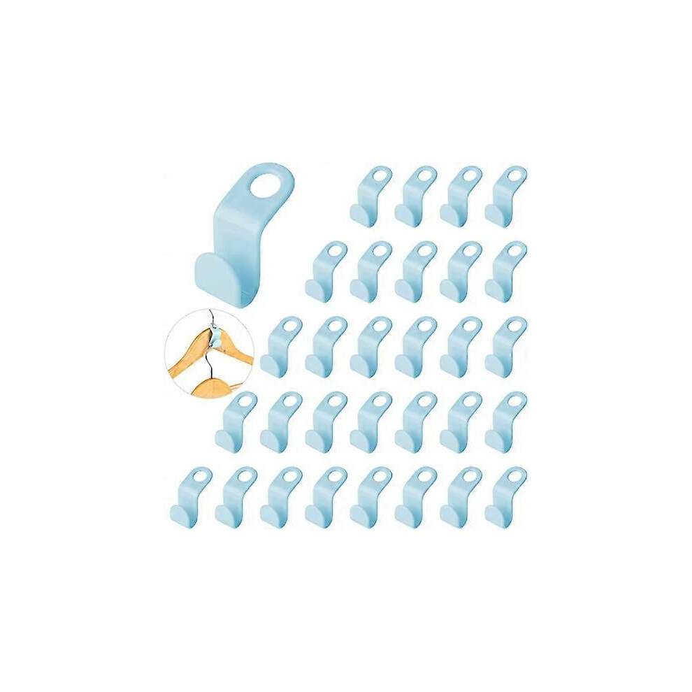 (As show, One size) 20 hanger connection hooks save space (blue), magic hook wardrobe organization closet space saving cloth hanger connector hooks