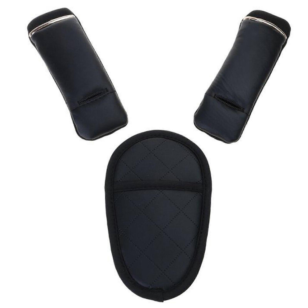 (Black, One Size) Adjustable Shoulder Strap Protectors Easy To Clean Kit Universal Pushchair Belt Cover Set 3Pcs/Set Durable For Strollers Black 7683012641084