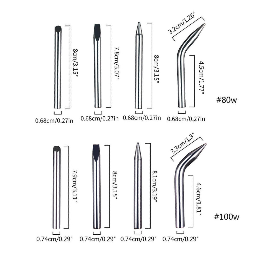 (80W, One Size) Universal 80W 100W For Soldering Station Solder Iron Welding Sting-Tip For Head Top Sting-Soldering Tips Lead-Free Tools 7683012640001