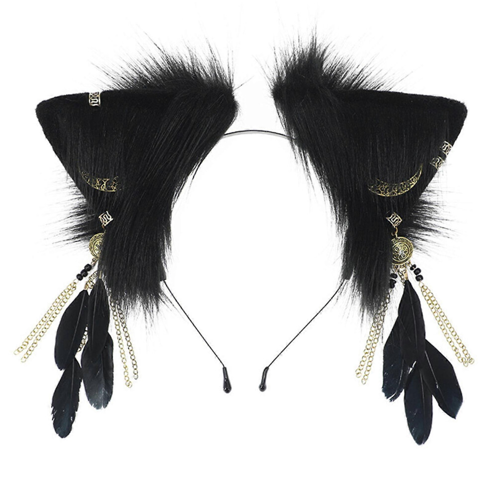 (White, One Size) Sexy Canine-Ear Headband Sweet Lolita Accessories Cosplay Beast Ears Fursuit Masquerade Halloween Cosplay Party Black 7683012642517