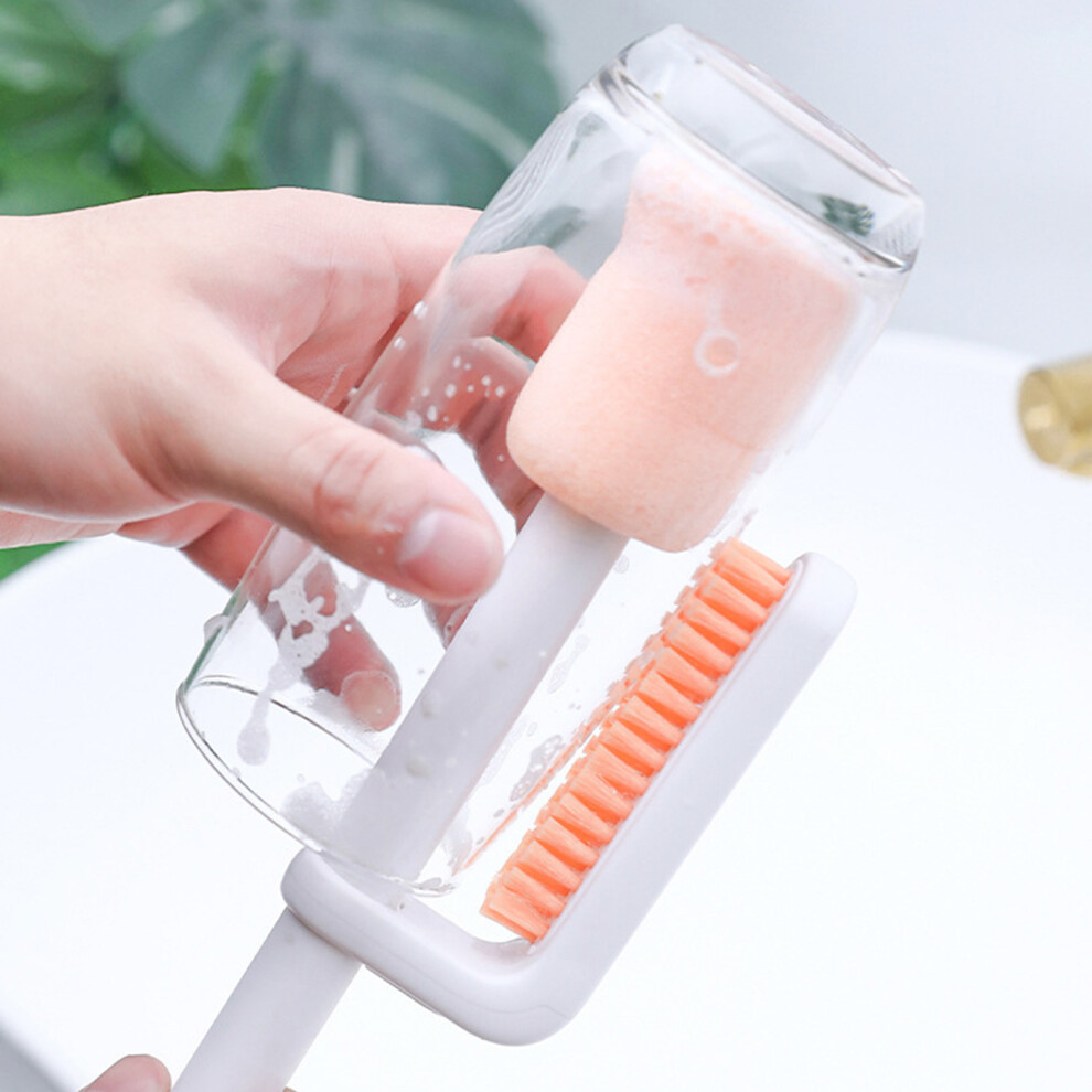Long Handle Bottle Brush Rotation Telescopic Design Double Head Bottle Cleaning Brush for Cleaning Baby Bottles Cups Travel Coffee Mugs