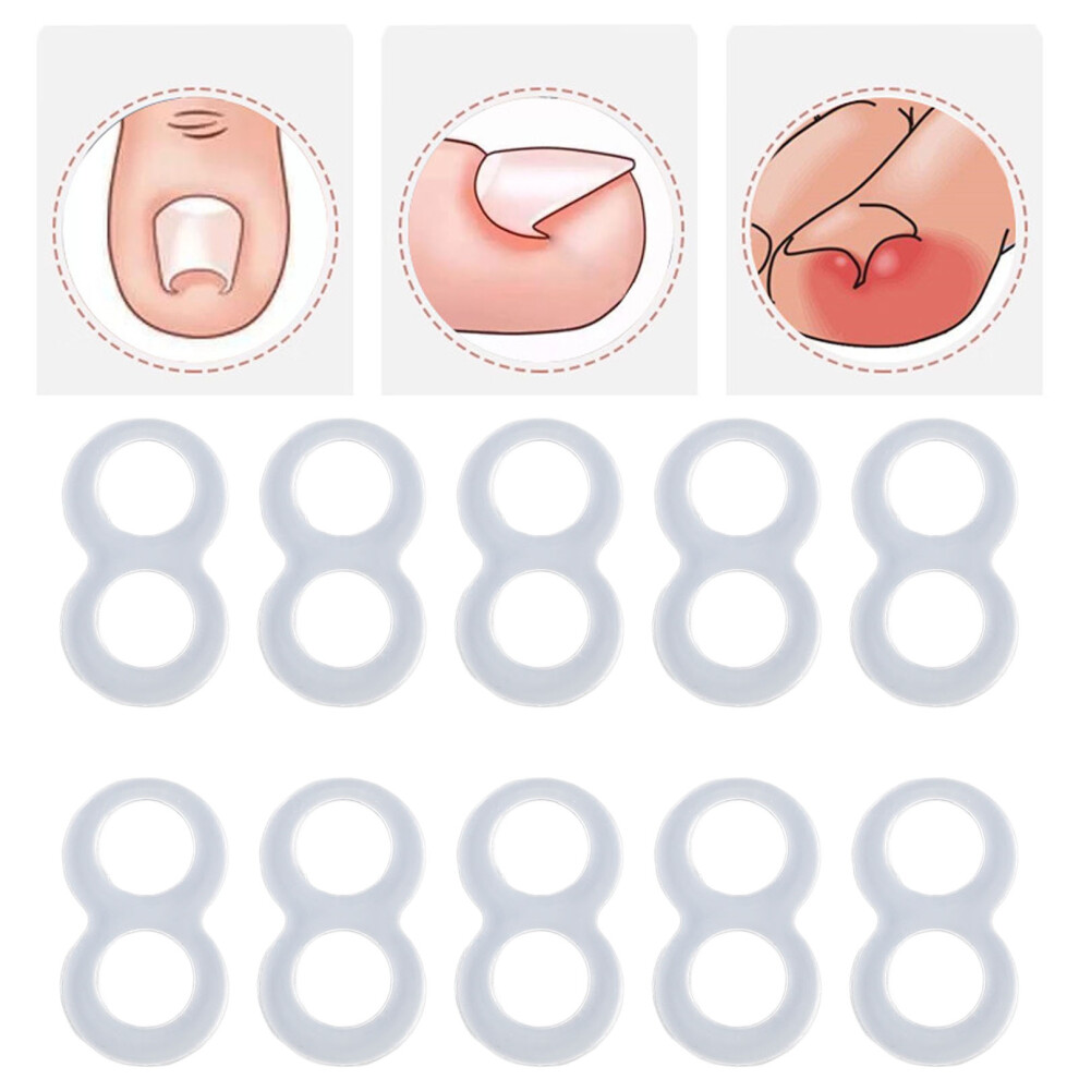10PCS Silicone Ingrown Toenail Correcting Tool Washable Reusable Paronychia Care Corrector for Keep Nail Healthy