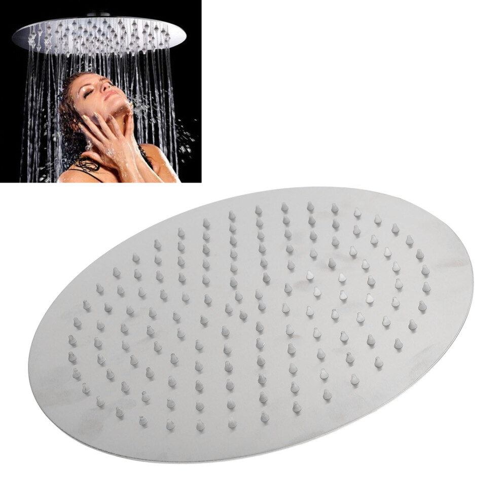 Rain Shower Head 12 Inch Stainless Steel G1/2 Thread Ultra Thin High Pressure Round Rainfall Shower Head Top Sprayer For Bathroom Sus304 4941313940149
