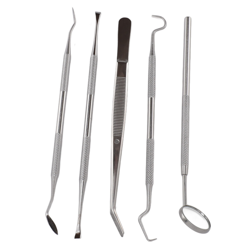 5pcs Dental Tools Pick Hygiene Set Plaque Remover Stainless Steel Tooth Scraper Teeth Cleaning Tools with Oral Mirror