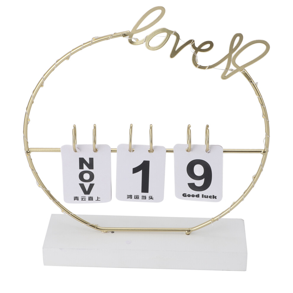 Metal Desk Calendar Modern Creative Tabletop Flip Calendar with LED Light Accessories for Home Decor white Ground-image-OPC-PHQDSTV-NEW