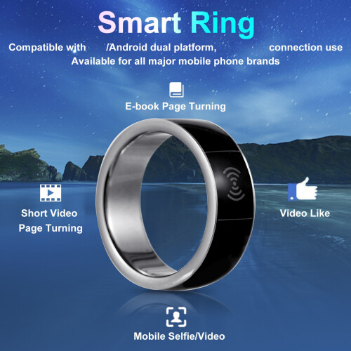 Intelligenter Bluetooth-Ring für Kindle, TikTok, iOS, Android, Schwarz, 69 mm