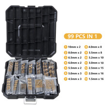 99 Stück Bohrersatz mit geradem Schaft, 1,5–10 mm, Gold/Schwarz