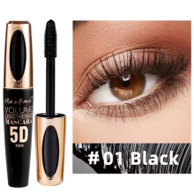 (#01 Black) Maxfine 5D Silk Fiber Mascara Waterproof Eyelash Extension Ultra Volume Curl