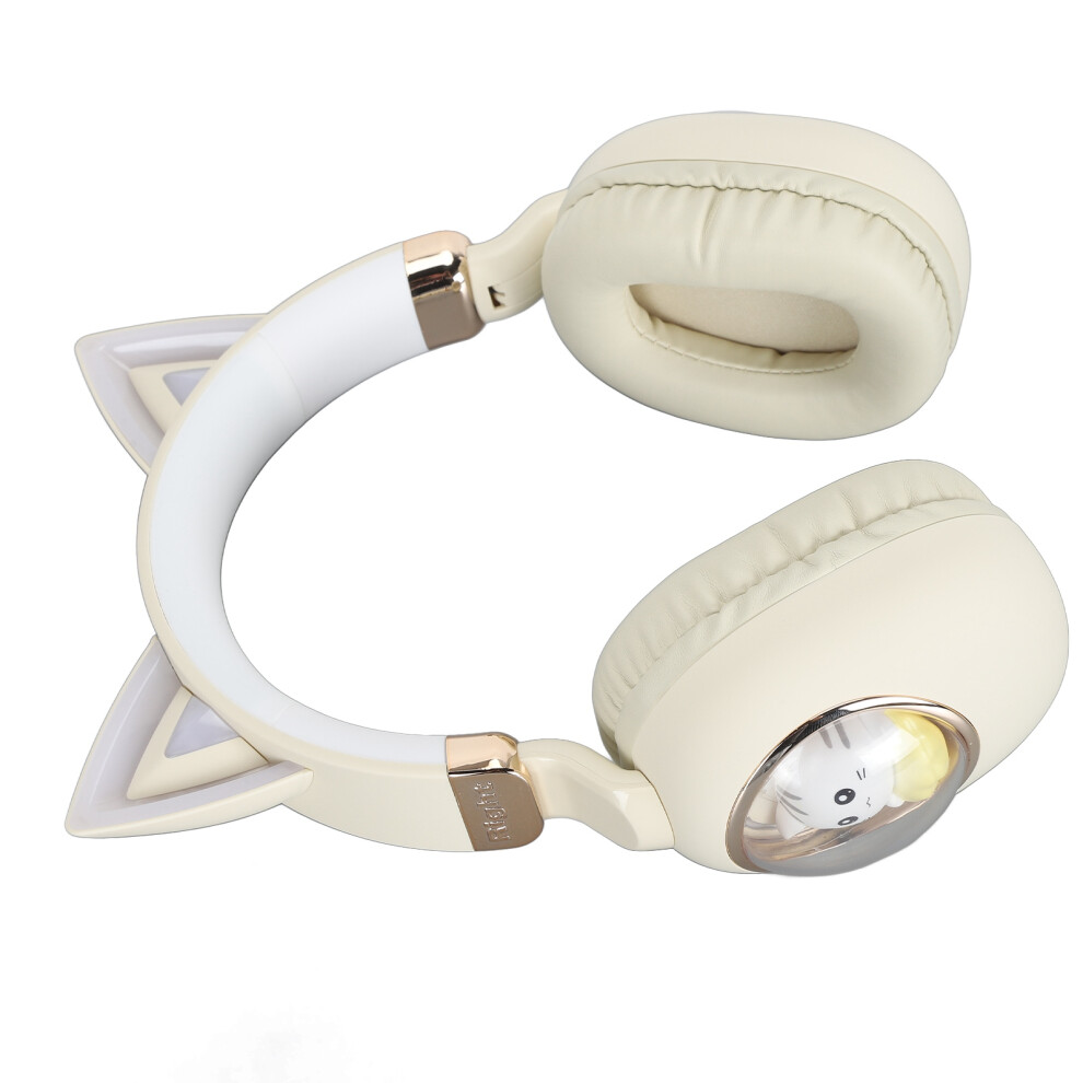 Kids Bluetooth Headphones Rgb Lights Cat Ear Headset 20H Playtime Hifi Stereo Headphones With Microphone For School Laptop Khaki 5061313962329