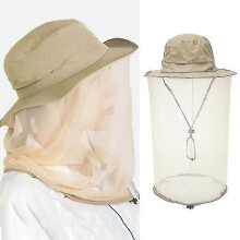 (Light Khaki) Mosquito Midge Head Net Hat Mesh Face Protection Cover Insect Bee,women Men,outdoor Jungle Fishing