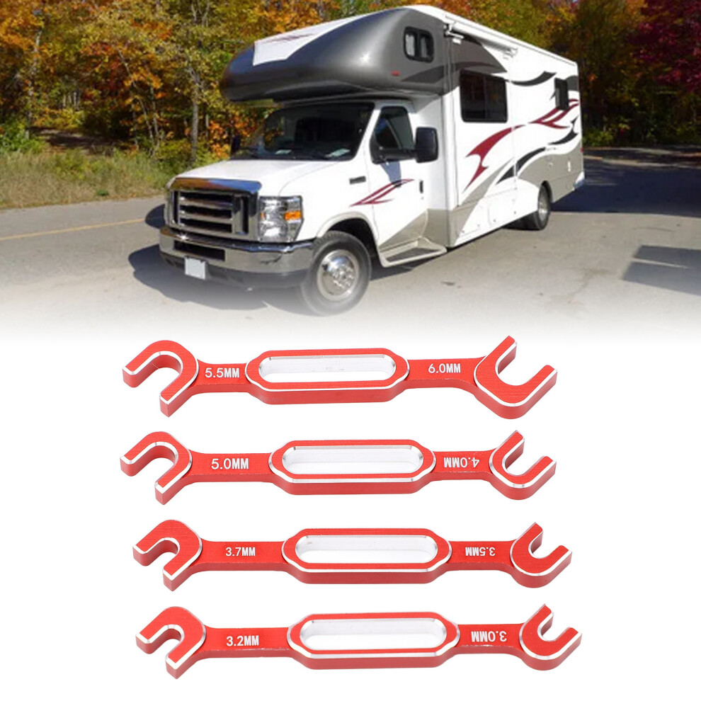 4Pcs Rc Car Wrenches Turnbuckle Nut Ball Joint Remover Aluminum Alloy Rc Maintenance Spanner 3.0Â6.0Mm Red 8721313967416