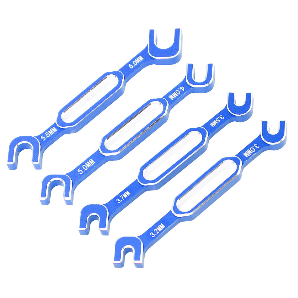 4Pcs Rc Car Wrenches Turnbuckle Nut Ball Joint Remover Aluminum Alloy Rc Maintenance Spanner 3.0Â6.0Mm Blue 4921313967391