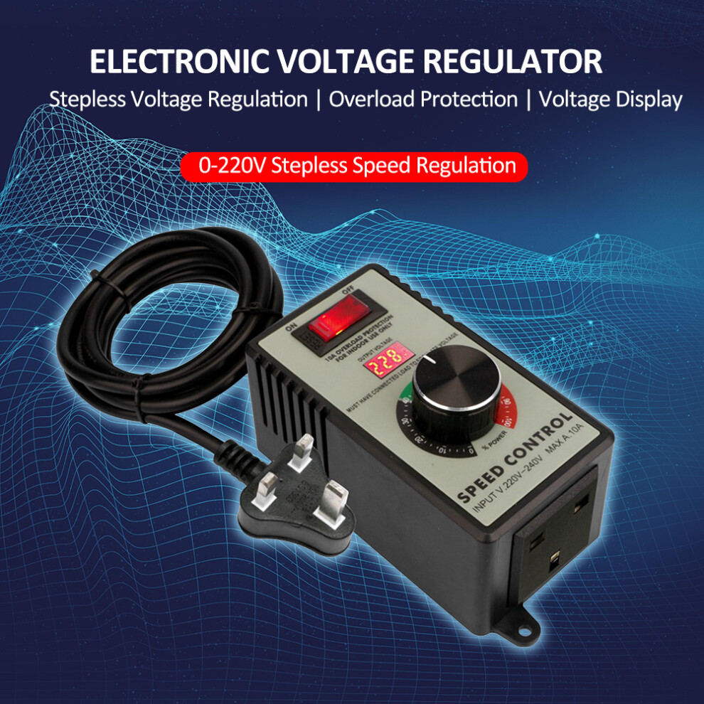 Electronic Voltage Governor AC Motor Speed Controller Electric Router Exhaust Fan Grinder Drill Variable Voltage Regulator Switch LED Displ-image-OPC-PHQF66W-NEW