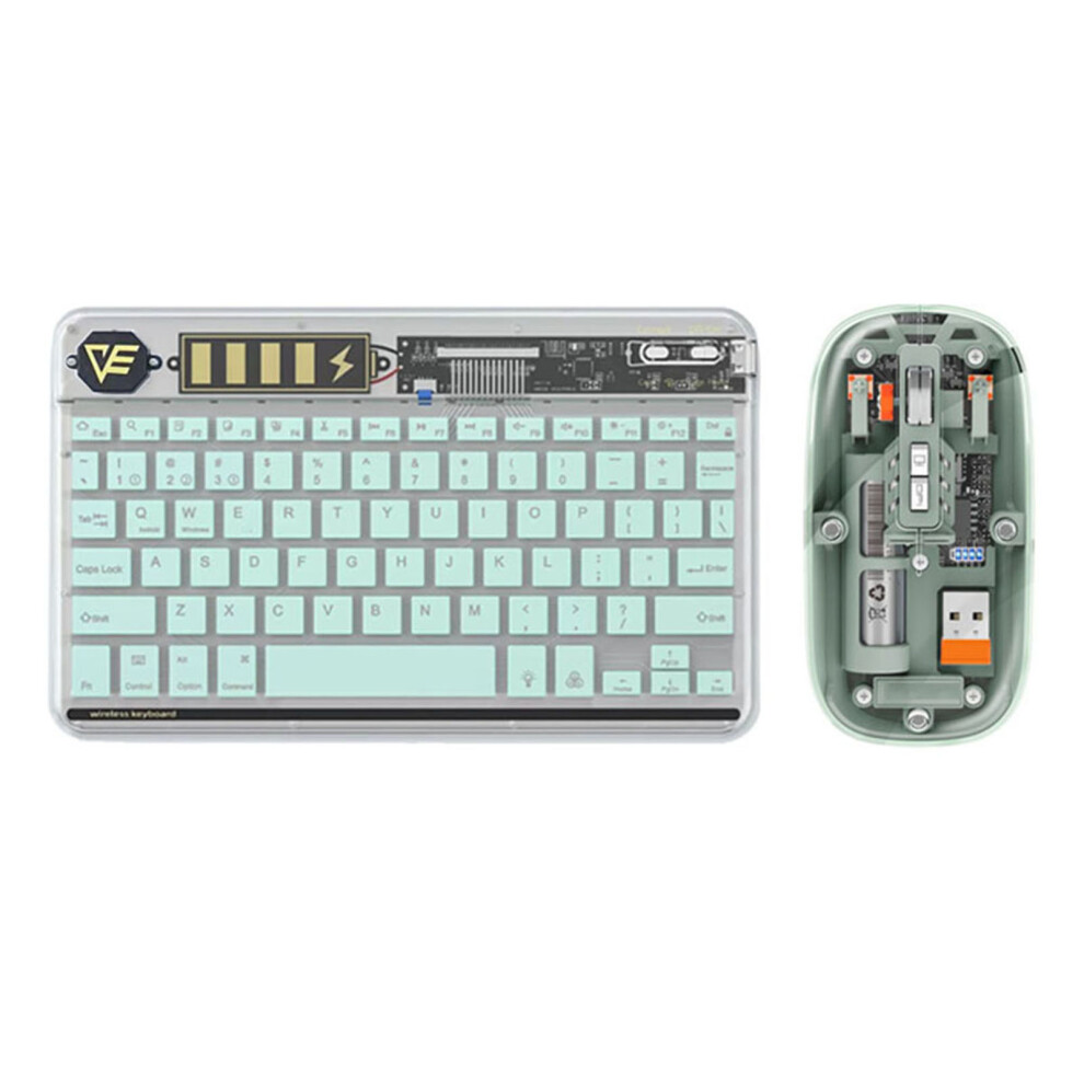 Wireless Keyboard & Mice Combo Bt3.0 Connection Transparent Designs Led Colorful Backlit Rechargeable Keyboard Battery Display Key Mute Mou 9381313970312
