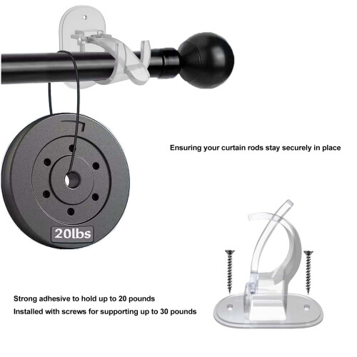 4 Stück Vorhangstangenclips Halterungen ABS 2