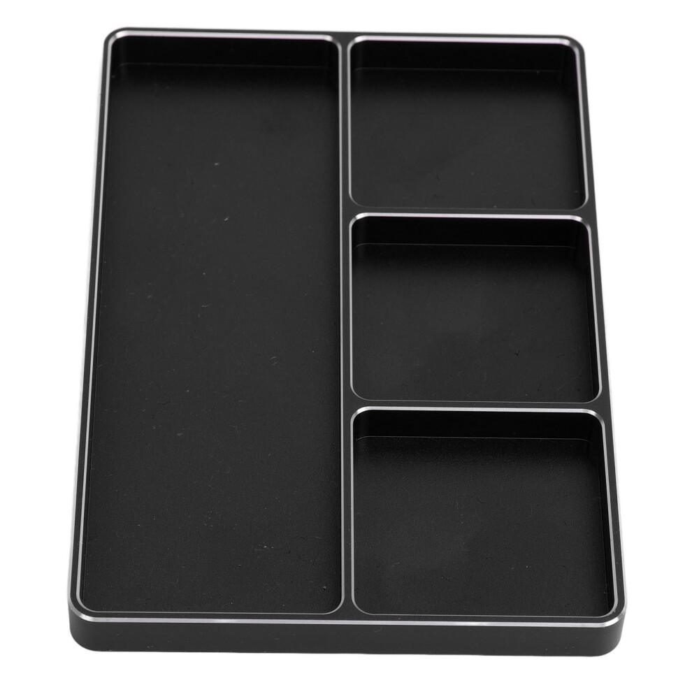Rc Repair Screw Tray 4 Grids Aluminum Alloy Screw Tray With Magnetic Pad For 1/10 1/8 Rc Car Rc Airplanes Black 9471313971416